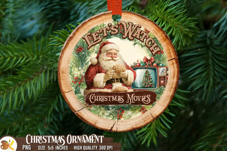 Santa Ornament Png Sublimation, Vintage Christmas Ornament