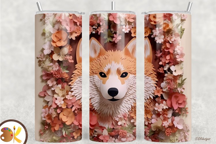 Shiba Inu 3D Tumbler Sublimation, 20 oz Dog Tumbler Wrap