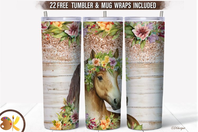 Horse Tumbler Wrap Sublimation, 20 oz Skinny Tumbler Farm