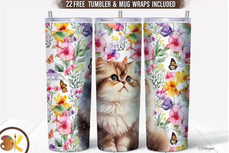 Cat Tumbler Sublimation, 20 oz Kitten Tumbler Wrap