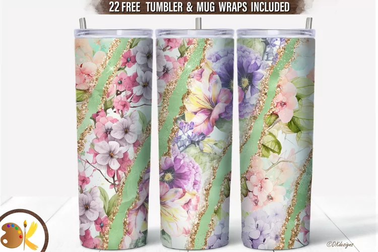 Flowers Tumbler Sublimation, 20 oz Spring Tumbler Wrap