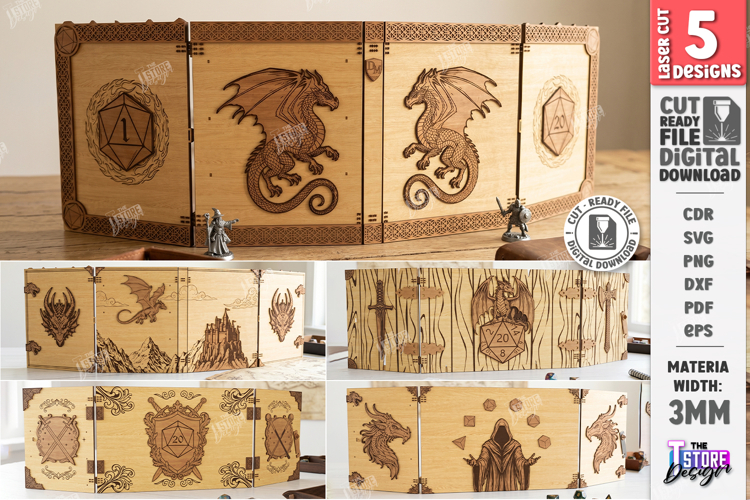 DM Screen Laser Cut Bundle | Game Master Screen | RPG | CNC example image 1
