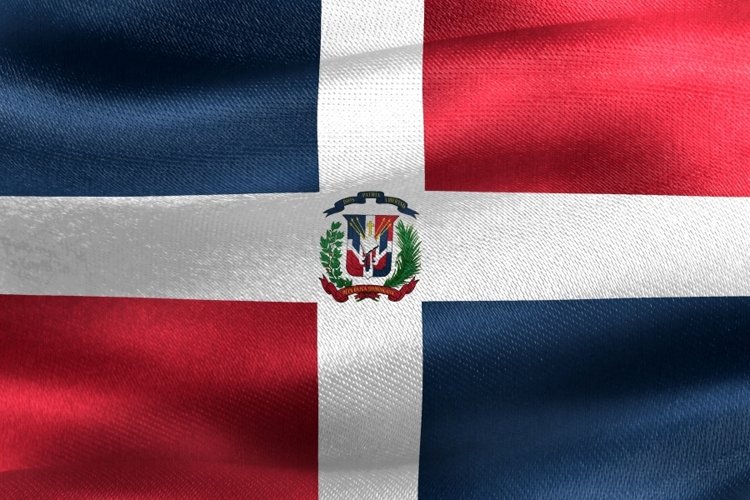 Dominican Republic flag - waving textile background example image 1
