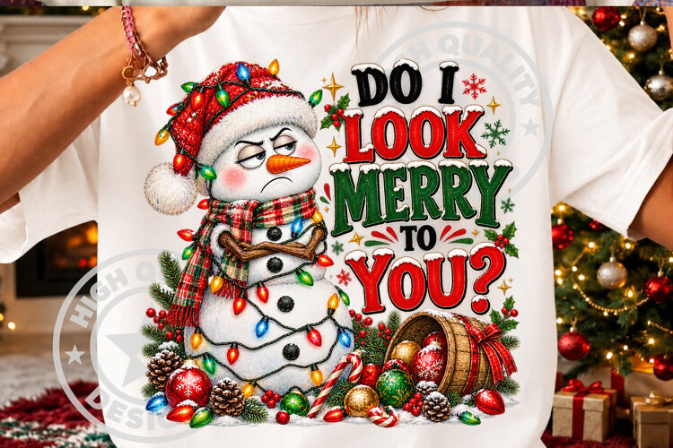 Do I Look Merry to You Christmas Snowman PNG example image 1