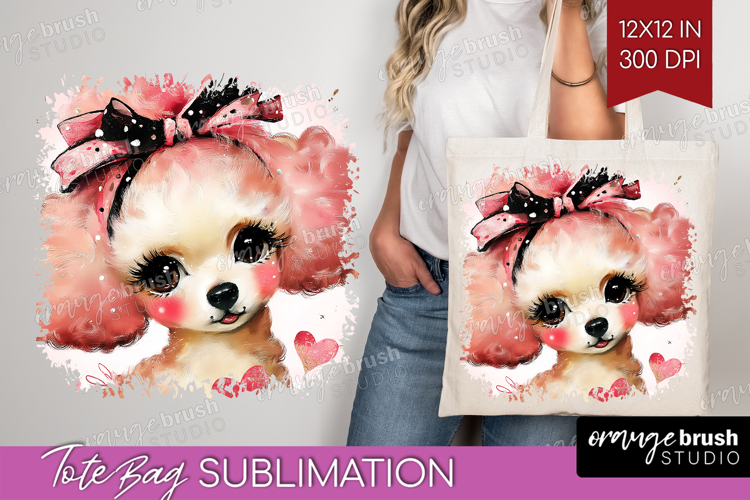 Dog Valentine Tote Bag Cute Valentines Day Tote Bag PNG