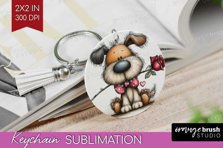 Dog Valentine Keychain PNG Whimsical Animal Keychain