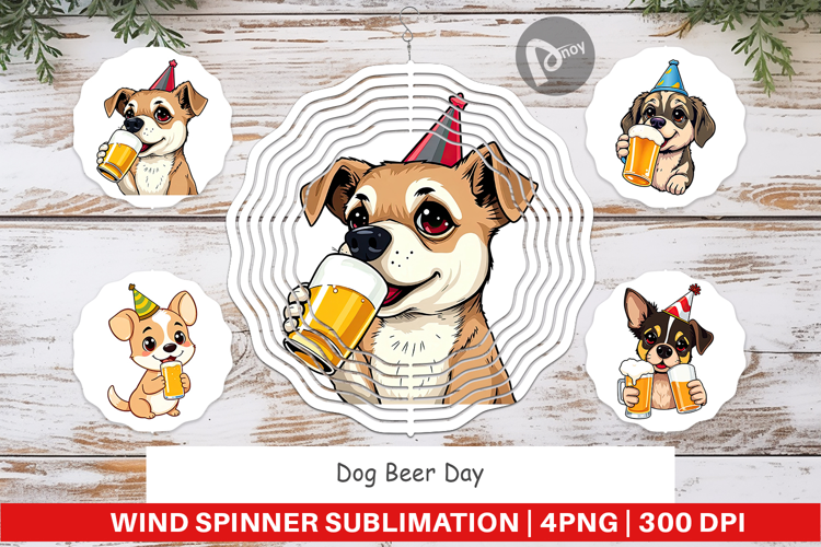 Wind Spinner Dog Beer Day