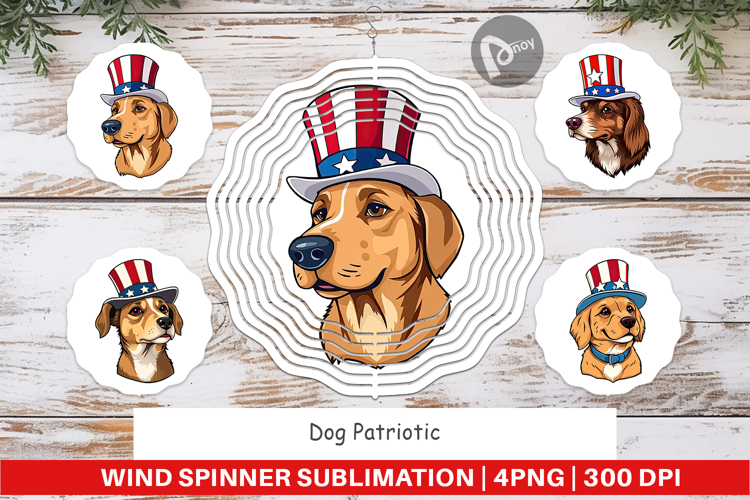 Wind Spinner Dog Patriotic