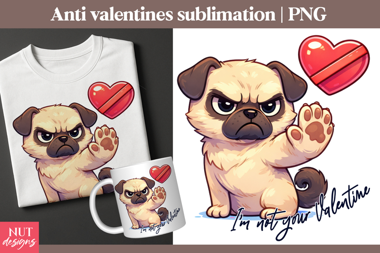 Im Not Your Valentine Pug PNG Anti Valentine sublimation