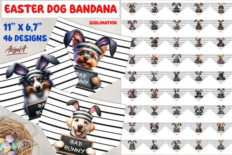 Easter dog bandana sublimation bundle Quote Bad bunny PNG