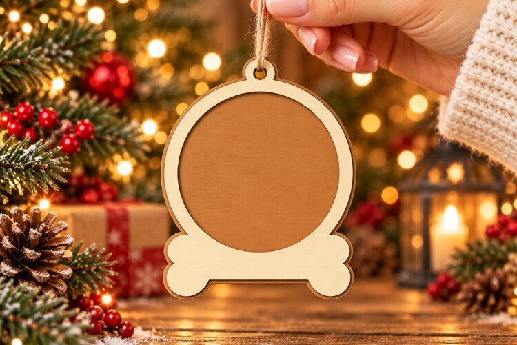 Dog Bone Christmas Ornament SVG, Laser Cut Glowforge File example image 1