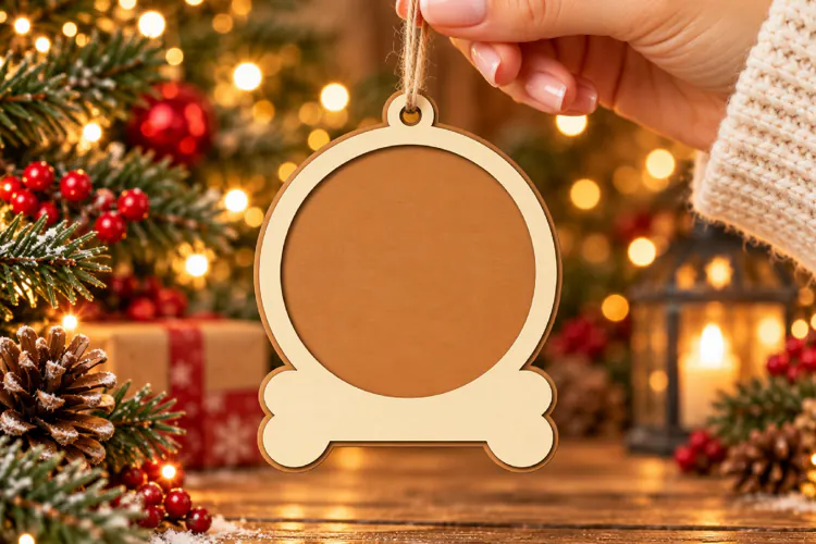 Dog Bone Christmas Ornament SVG, Laser Cut Glowforge File