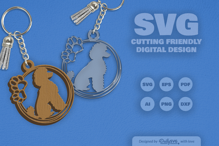 Dog Breeds Paw Keychain SVG