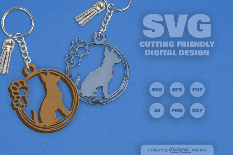 Dog Breeds Paw Keychain SVG