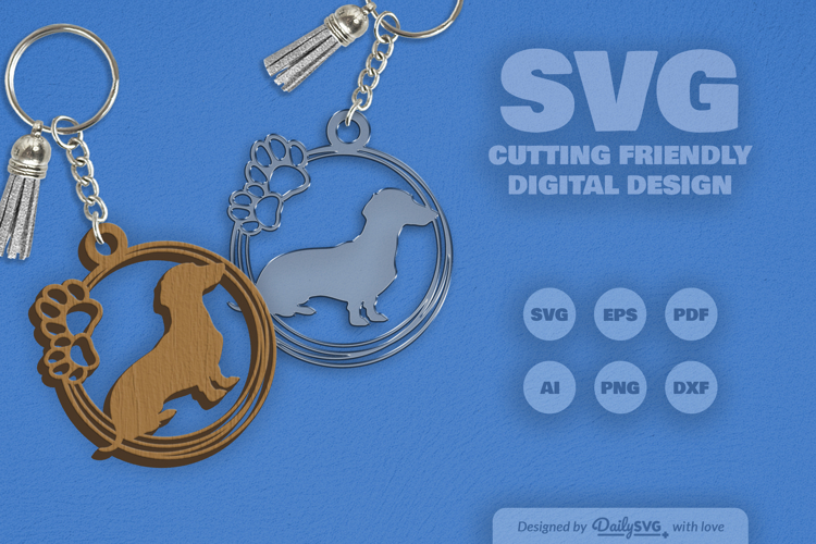 Dog Breeds Paw Keychain SVG example image 1