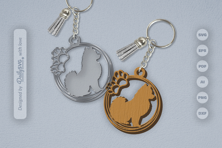 Dog Breeds Paw Keychain SVG example image 1