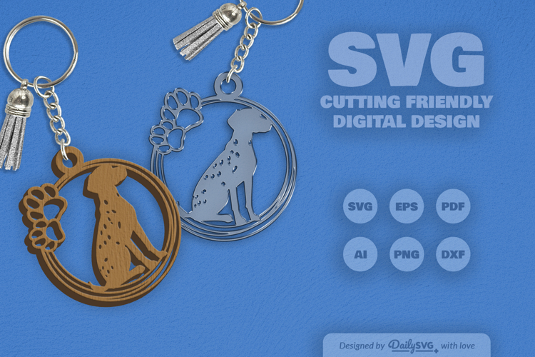 Dog Breeds Paw Keychain SVG