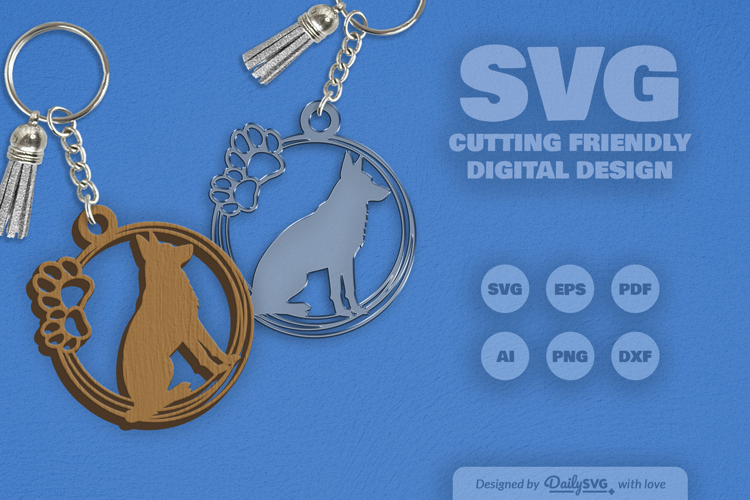 Dog Breeds Paw Keychain SVG example image 1