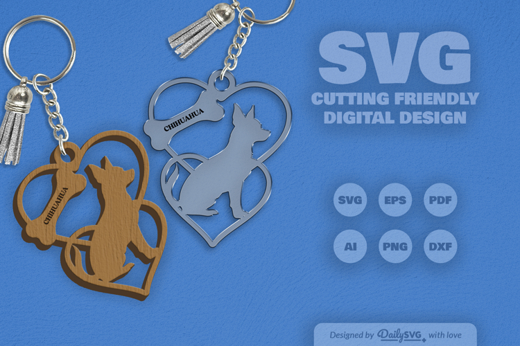 Love Dog Breeds Keychain SVG
