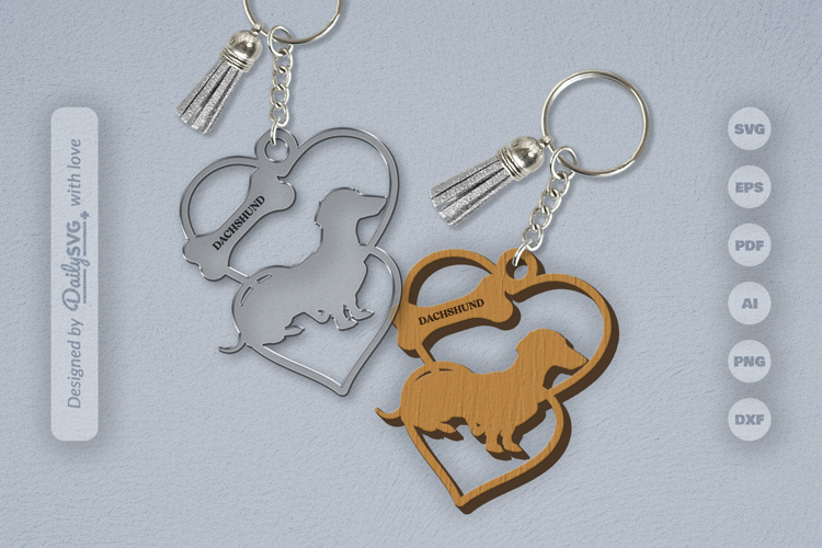 Love Dog Breeds Keychain SVG