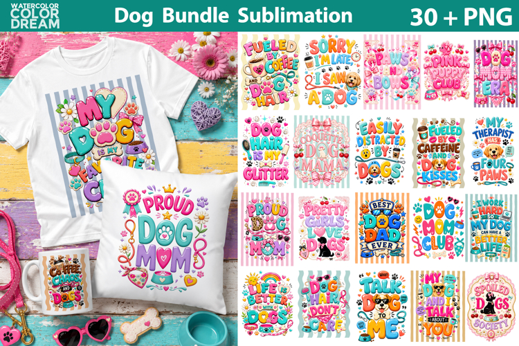 Funny Dog Stripes Background Bundle | Dog Quotes Sublimation