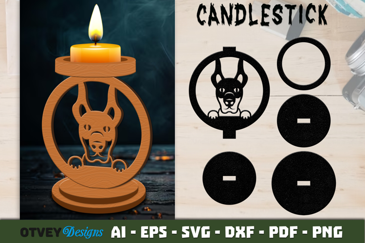 Dog Candlestick Laser Cut Decorative Candle Holder