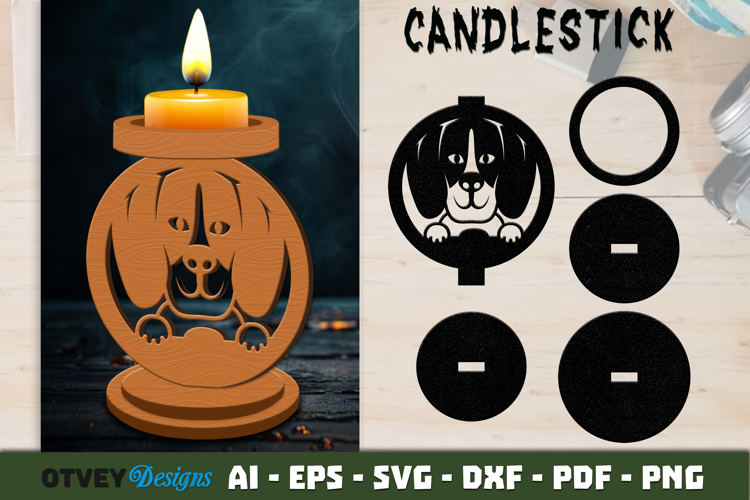 Dog Candlestick Laser Cut Decorative Candle Holder