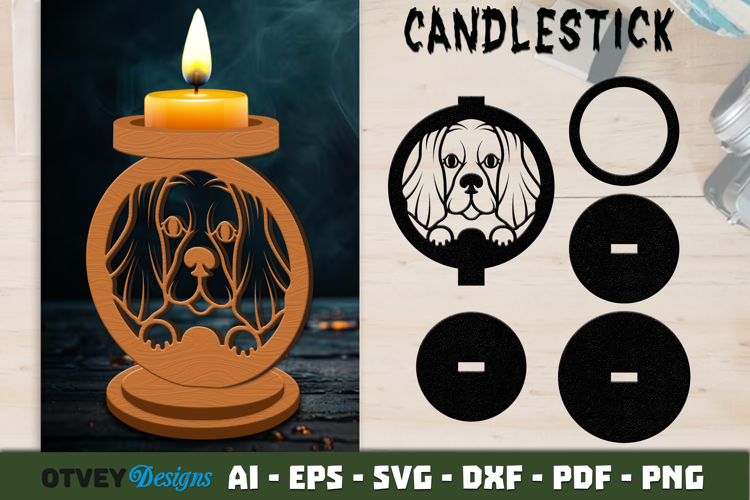 Dog Candlestick Laser Cut Decorative Candle Holder