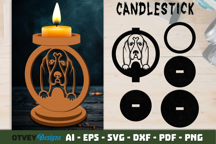Dog Candlestick Laser Cut Decorative Candle Holder example image 1