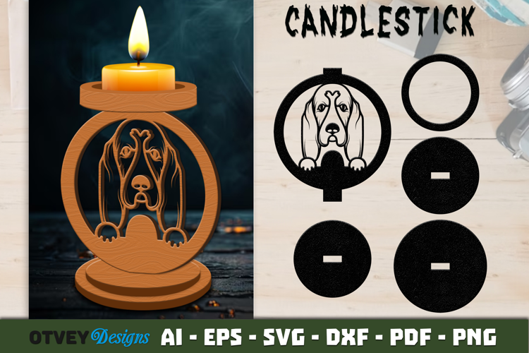 Dog Candlestick Laser Cut Decorative Candle Holder