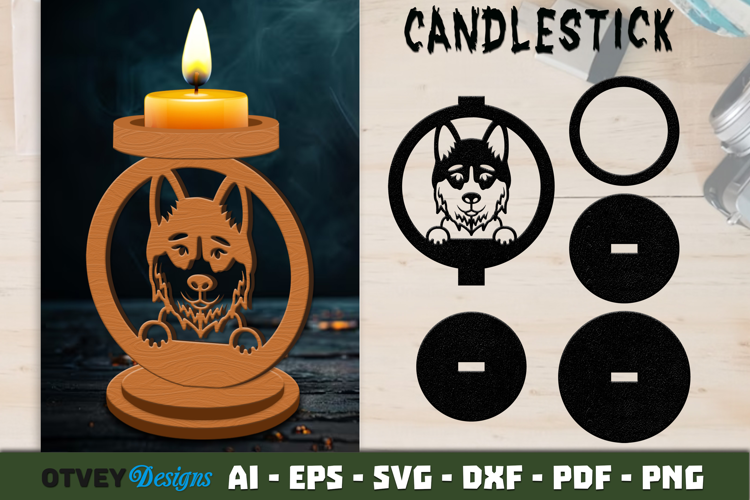 Dog Candlestick Laser Cut Decorative Candle Holder