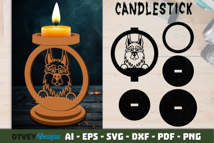 Dog Candlestick Laser Cut Decorative Candle Holder