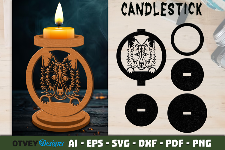 Dog Candlestick Laser Cut Decorative Candle Holder