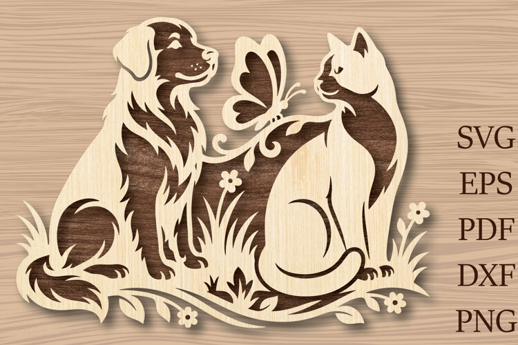 Dog Cat Butterfly Laser Cut SVG example image 1