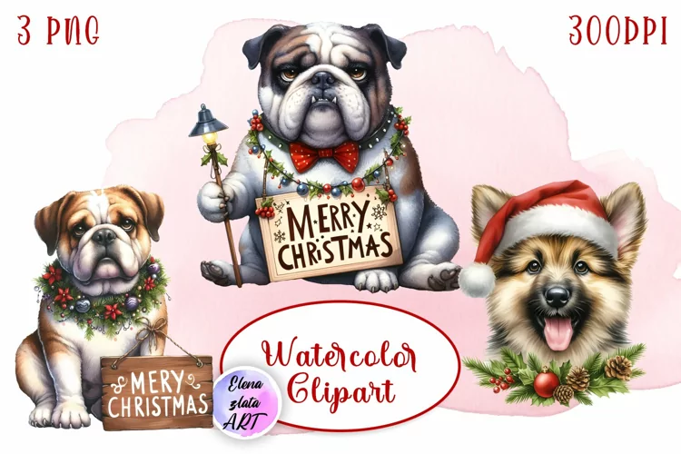 Cute Christmas Dog Clipart | Christmas Sublimation PNG