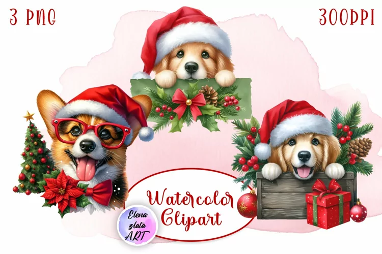 Cute Christmas Dog Clipart | Christmas Sublimation PNG