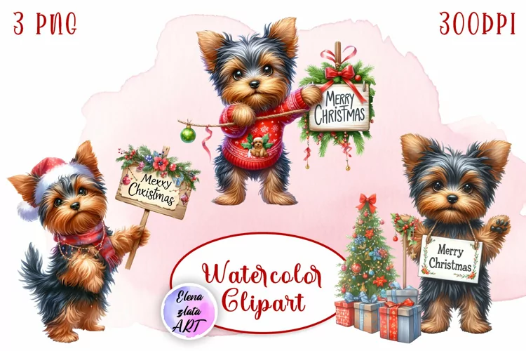 Cute Christmas Dog Clipart | Christmas Sublimation PNG