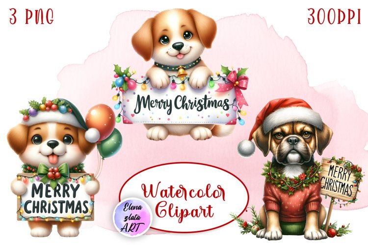 Cute Christmas Dog Clipart | Christmas Sublimation PNG