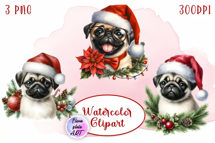 Cute Christmas Dog Clipart | Christmas Sublimation PNG