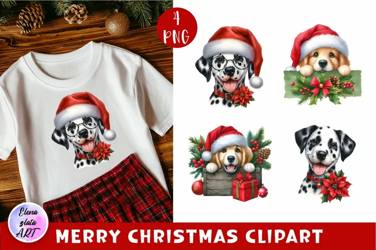 Cute Christmas Dog Clipart | Christmas Sublimation PNG