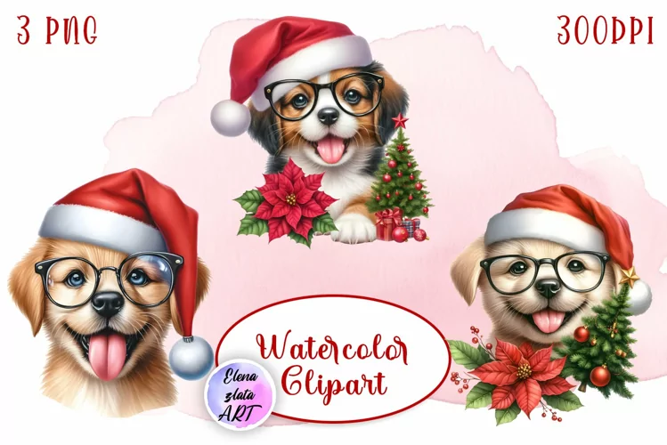 Cute Christmas Dog Clipart | Christmas Sublimation PNG