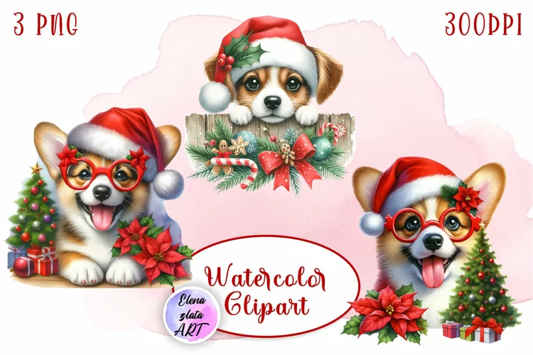 Cute Christmas Dog Clipart | Christmas Sublimation PNG