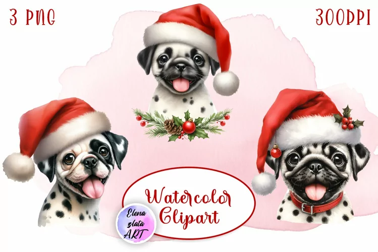 Cute Christmas Dog Clipart | Christmas Sublimation PNG