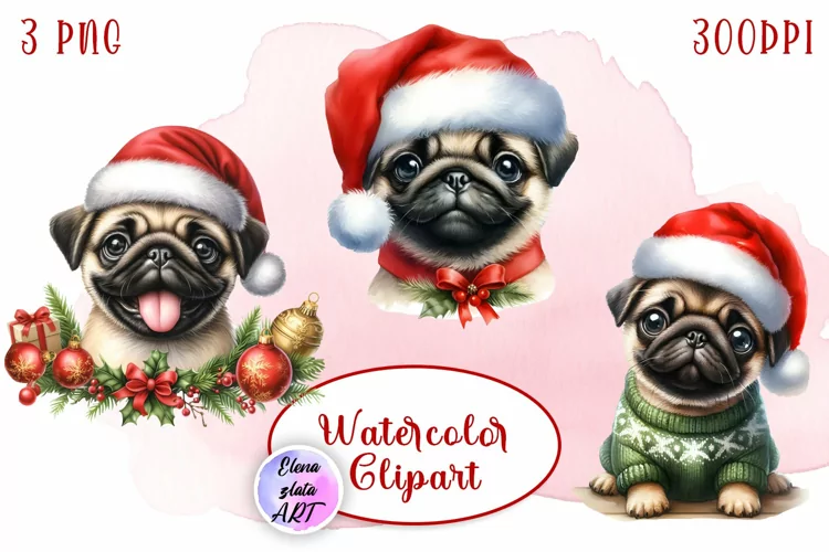 Cute Christmas Dog Clipart | Christmas Sublimation PNG