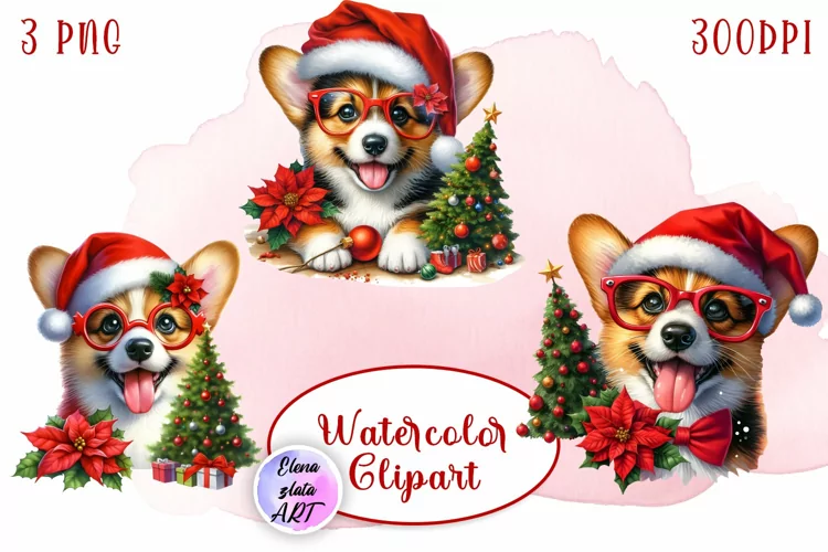 Cute Christmas Dog Clipart | Christmas Sublimation PNG