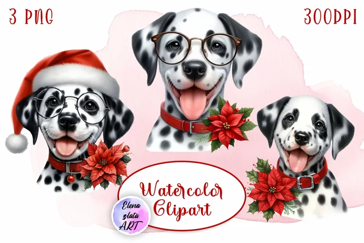 Cute Christmas Dog Clipart | Christmas Sublimation PNG