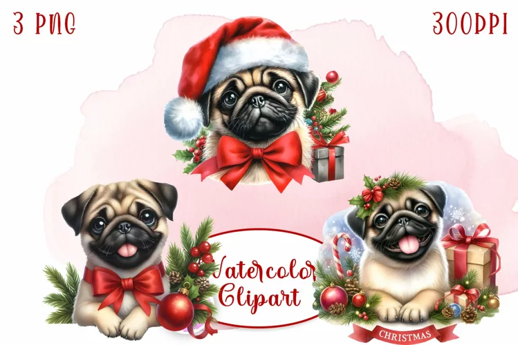 Cute Christmas Dog Clipart | Christmas Sublimation PNG