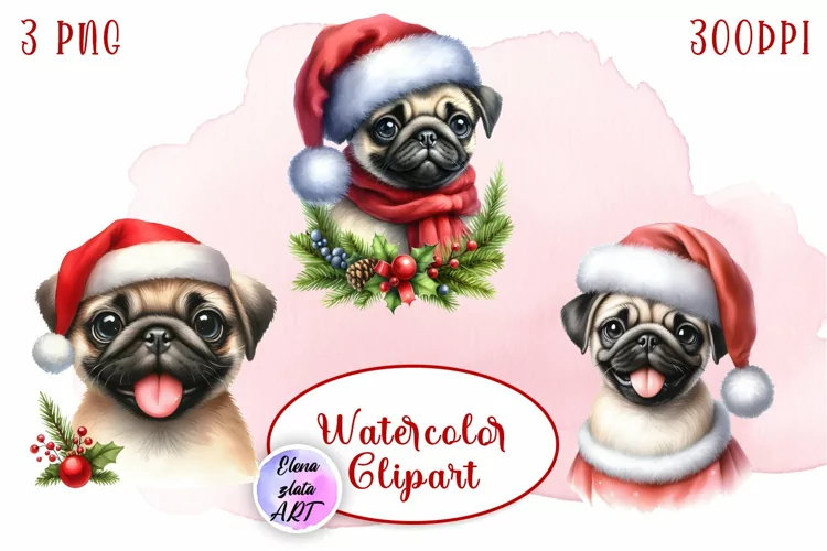 Cute Christmas Dog Clipart | Christmas Sublimation PNG