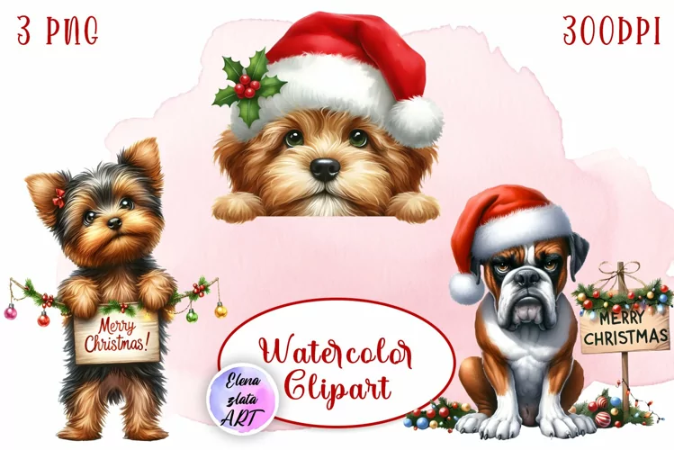Cute Christmas Dog Clipart | Christmas Sublimation PNG