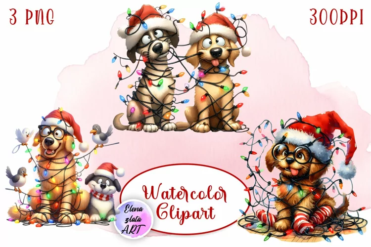 Cute Christmas Dog Clipart | Christmas Sublimation PNG